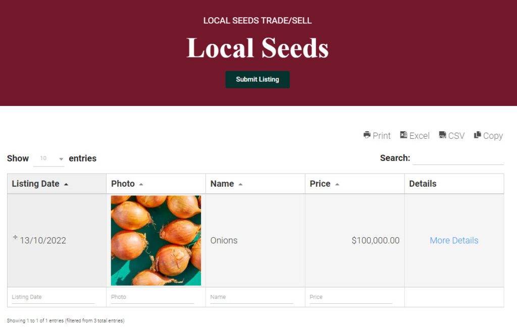 Local Seeds in the Postcode Community